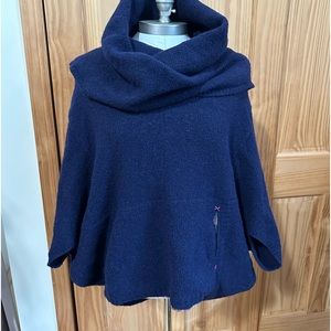 SPARROW  HALLOWELL COWL NECK PONCHO   NAVY  LARGE NEVER WORN